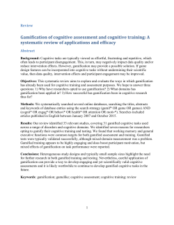 Gamification of cognitive assessment and cognitive training