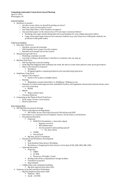 Computing Community Consortium Council Meeting April 14, 2015