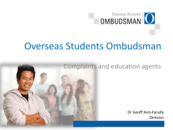 Overseas Students Ombudsman - Complaints and Education Agents
