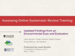Assessing Online Systematic Review Training: Updated