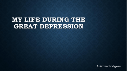 My life during the great depression