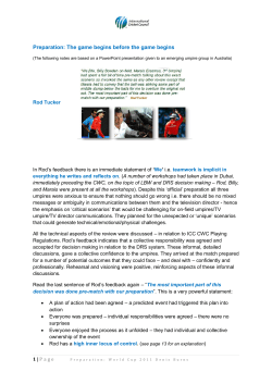 Preparation: The game begins before the game begins