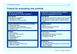Criteria for evaluating new markets