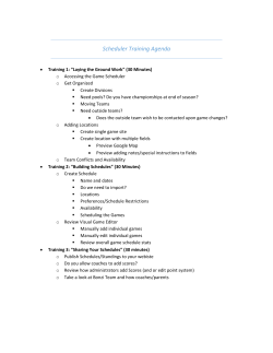 Scheduler Training Agenda