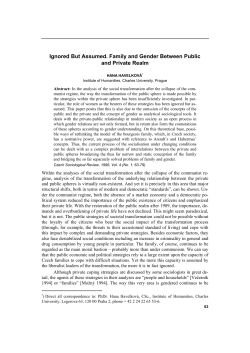 Ignored But Assumed. Family and Gender Between Public and