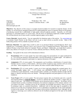 Course Outline: FI-930, Theory of Corporate Finance