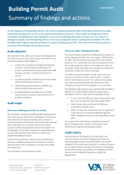 Building Permit Audit Summary of findings and actions