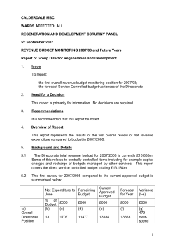 REVENUE BUDGET MONITORING 2007/08