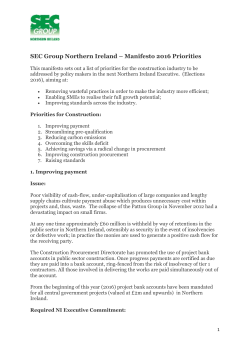 SEC Group Northern Ireland &ndash; Manifesto 2016 Priorities