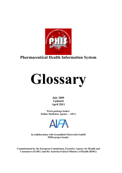 PHIS Glossary - Pharmaceutical Health Information System