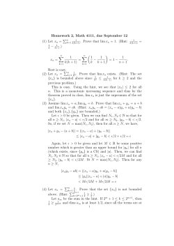 Homework 2, Math 4111, due September 12 (1) Let xn = &sum; . Prove