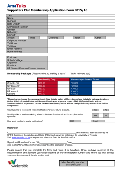 Amatuks Membership Form 2015 - University Of Pretoria Football Club