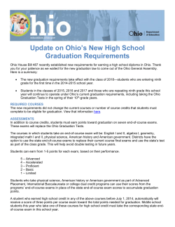 Update on Ohio`s New High School Graduation Requirements