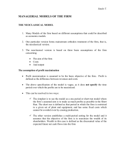 MANAGERIAL MODELS OF THE FIRM