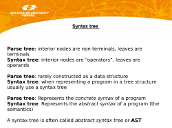 Syntax tree Parse tree: interior nodes are non