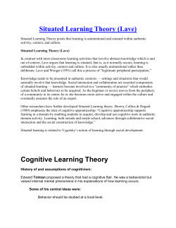 Situated Learning Theory (Lave)