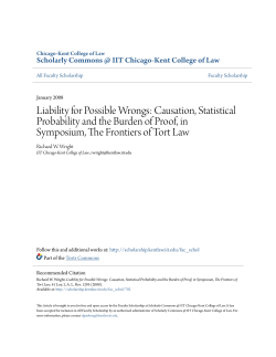 Liability for Possible Wrongs: Causation, Statistical Probability and