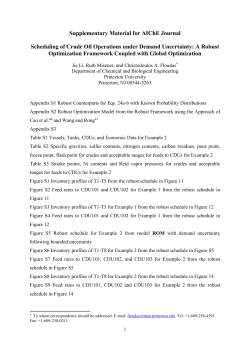 Supplementary Material for AIChE Journal Scheduling of Crude Oil