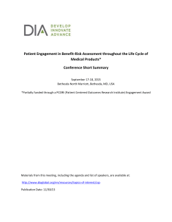Patient Engagement in Benefit-Risk Assessment throughout the Life