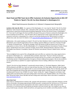 PRESS RELEASE MEDIA CONTACT: Jamie Miller July 28, 2014