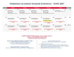 Oxbridge Academy Summer Schedule &ndash; JUNE 2017