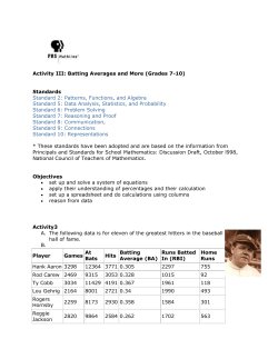 Activity III: Batting Averages and More (Grades 7