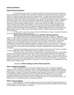 Achieving Wisdom: Making rational decisions In a