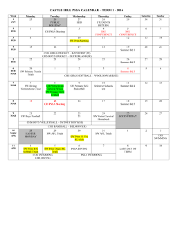 2016 Castle Hill PSSA Calendar