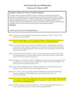 Health Equity Research Bibliography February 20 &ndash; March