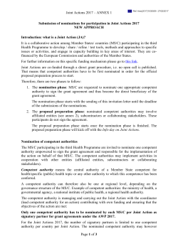 Participation in joint actions 2017 - European Commission