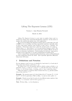 Lifting The Exponent Lemma (LTE)