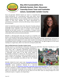 May 2015 Sustainability Hero Michelle Gentek, Chair, Gloucester