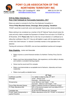 EOI for Rider Selection for : Pony Club Nationals in Toowoomba