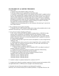 Standards of Academic Progress