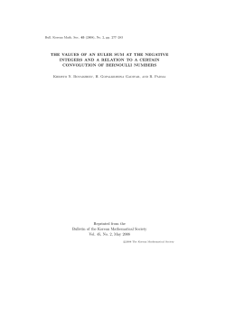 THE VALUES OF AN EULER SUM AT THE NEGATIVE INTEGERS