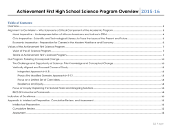 Achievement First High School Science Program Overview