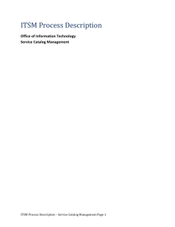Service Catalog Management Process Descriptions