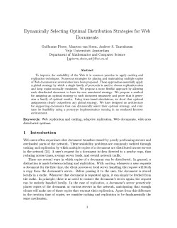 Dynamically Selecting Optimal Distribution Strategies for Web