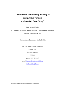 The Problem of Predatory Bidding in Competitive Tenders