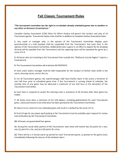 Tournament Rules - Shelburne County Minor Hockey