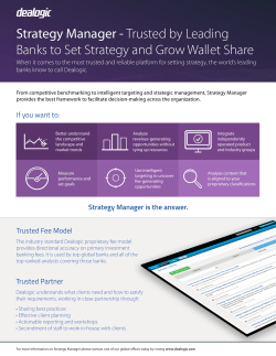 Strategy Manager - Trusted by Leading Banks to Set Strategy and