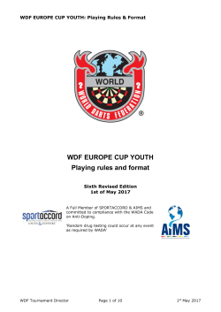 WDF EUROPE CUP YOUTH Playing rules and format