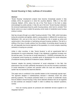 Social Housing in Italy: outlines of innovation