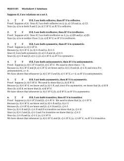 MAD3105 Worksheet 1 Solutions Suppose R, S are