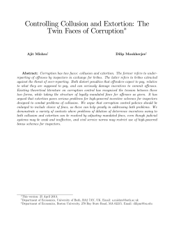 Controlling Collusion and Extortion: The Twin Faces of Corruption!