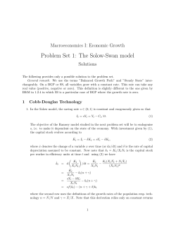 Problem Set 1: The Solow