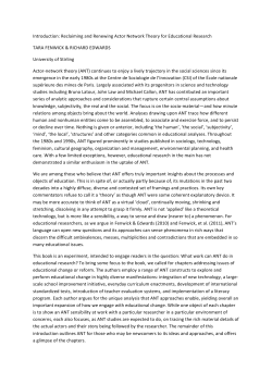 Introduction: Reclaiming and Renewing Actor Network Theory for