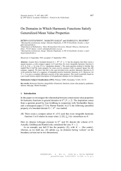 On Domains in Which Harmonic Functions Satisfy Generalized