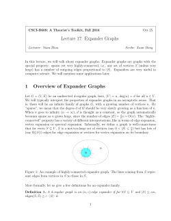 Lecture 17: Expander Graphs 1 Overview of Expander Graphs