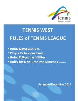 TENNIS WEST RULES of TENNIS LEAGUE